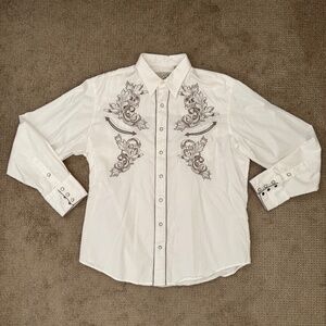 Roper Pearl Snap Skull Embroidered Western shirt